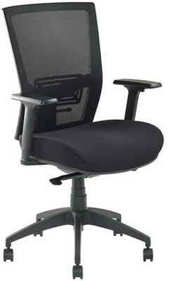 Irodai szék, karfás, fekete szövetborítás, feszített hálós háttámla, fekete lábkereszt, MAYAH "Radar III", fekete