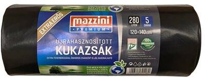Nagykukazsák, extra erős, 280 l, 5 db, 120x140 cm, 45 µ, MAZZINI "Premium", fekete, (5 db)
