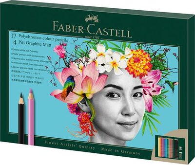 Színes- és grafitceruza készlet, FABER-CASTELL "Polychromos & Pitt Graphite Matt" , 23 db-os szett, (23 db)