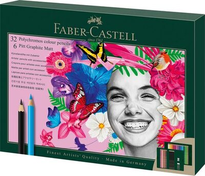 Színes- és grafitceruza készlet, FABER-CASTELL "Polychromos & Pitt Graphite Matt" , 40 db-os szett, (40 db)
