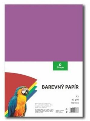 Színes papír, A3, 80g, 12x5 lap, STEPA, vegyes színek, (60 lap)