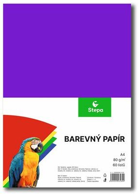 Színes papír, A4, 80g, 12x5 lap, STEPA, vegyes színek, (60 lap)