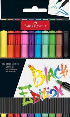 Ecsetirón készlet, FABER-CASTELL "Black Edition" 10 különböző szín, (10 db)