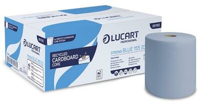 Kéztörlő, tekercses, 2 rétegű, LUCART "Strong Blue 155 ID", kék, (6 tek)