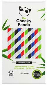 Szívószál, bambusz, egyenes, lebomló, bambusz, XL méret, 100 db, CHEEKY PANDA, vegyes színek, (100 db)
