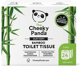 Toalettpapír, bambusz, 3 rétegű, kistekercses, 24 tekercs, CHEEKY PANDA, fehér, (24 tek)