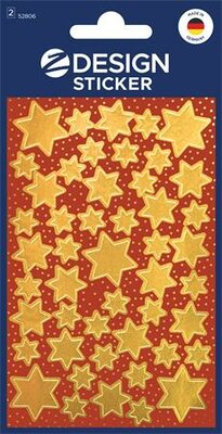 Matrica, 2 ív, 76x120 mm, AVERY ZWECKFORM, "Z-Design No.52806", arany csillagok, (2 ív)