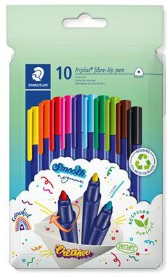 Filctoll készlet, 1 mm, STAEDTLER "Triplus 323", 10 különböző szín, (10 db)