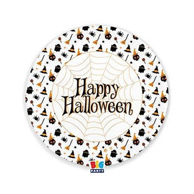 Tányér, papír, 22 cm, "Halloween", (6 db)