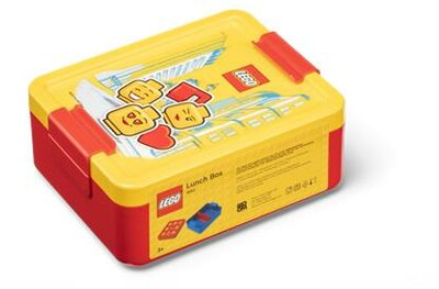 Uzsonnás doboz, LEGO "Iconic Girl", piros-sárga-mintás