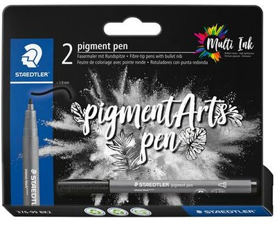 Filctoll, 1 mm, kúpos, 2 db, STAEDTLER® "Pigment pen 376", intenzív fekete, (2 db)