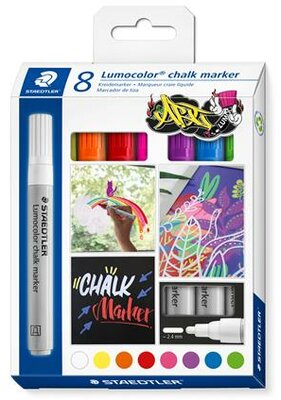 Krétamarker készlet, 2,4 mm, kúpos, STAEDTLER "Lumocolor® 344", 8 különböző szín, (8 db)