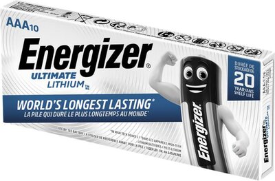 Elem, AAA mikro, 10 db, lítium, ENERGIZER "Ultimate Lithium", (10 db)