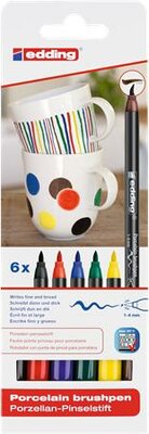 Ecsetirón készlet, porcelánra, EDDING "4200 Family color", 6 különböző szín, (6 db)