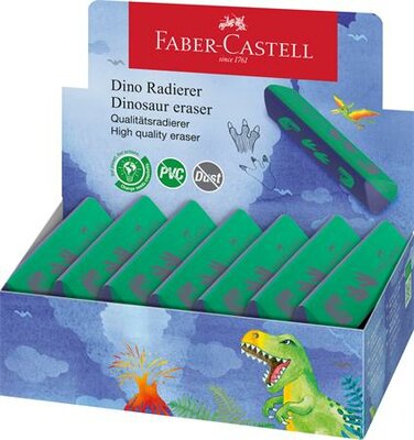 Radír display, háromszögletű, FABER-CASTELL, dinoszaurusz, (15 db)