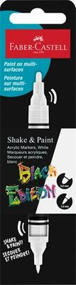 Dekormarker, 1,0/3,0 mm, kétvégű, akril, FABER-CASTELL "Shake&Paint", fehér