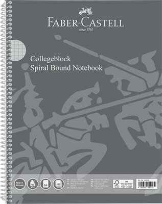 Spirálfüzet, A4, kockás, 80 lap, perforált, lyukasztott, FABER-CASTELL