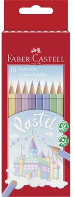 Színes ceruza készlet, hatszögletű, FABER-CASTELL, 10 különböző pasztell szín
