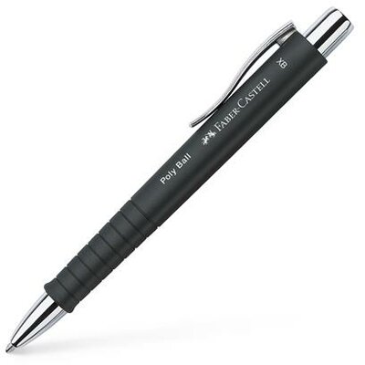 Golyóstoll, 1 mm, XB, nyomógombos, fekete tolltest, FABER-CASTELL "Poly Ball", kék