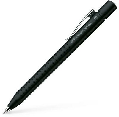 Golyóstoll, 1 mm, XB, nyomógombos, metál fekete tolltest, FABER-CASTELL "Grip-2011", kék