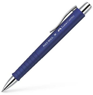 Golyóstoll, 0,5 mm, nyomógombos, kék tolltest, FABER-CASTELL "Poly Ball", kék