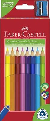 Színes ceruza készlet, háromszögletű, FABER-CASTELL "Jumbo", 10 különböző szín, (10 db)