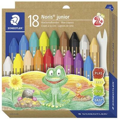 Zsírkréta, jumbo, hatszögletű, STAEDTLER "Noris Junior 224", 18 különböző szín, (18 db)