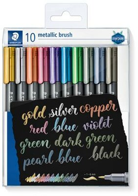 Dekormarker, 1-6 mm, kúpos, STAEDTLER "8321", 10 különböző metál szín, (10 db)
