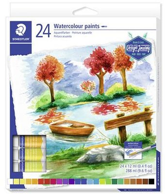 Akvarell festék, tubusos, STAEDTLER "8880", 24 különböző szín, (24 db)
