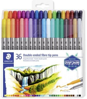 Filctoll készlet, 0,8/3,0 mm, kétvégű, STAEDTLER® "3200", 36 különböző szín, (36 db)
