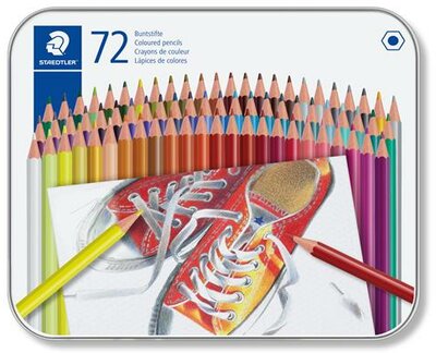 Színes ceruza készlet, hatszögletű, fém dobozban, STAEDTLER "175", 72 különböző szín, (72 db)