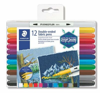 Textilfilc, kétvégű, STAEDTLER® "3190", 12 különböző szín, (12 db)