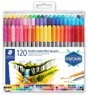 Filctoll készlet, 0,8/3,0 mm, kétvégű, STAEDTLER® "3200", 120 különböző szín, (120 db)