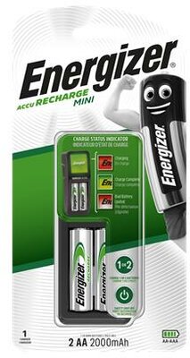 Elemtöltő, AA ceruza/AAA mikro, 2x2000mAh, ENERGIZER "Mini"