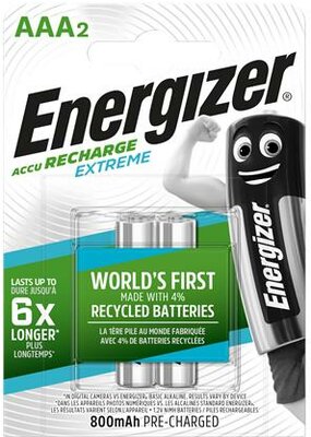 Tölthető elem, AAA mikro, 2x800 mAh, előtöltött, ENERGIZER "Extreme", (2 db)