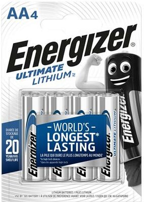 Elem, AA ceruza, 4 db, Lítium, ENERGIZER "Ultimate Lithium", (4 db)