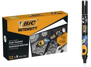 Dekormarker csomag, 1,5 - 2,3 mm, BIC "Paint marker", fehér, (12 db)