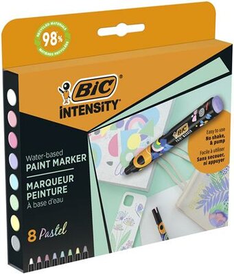 Dekormarker készlet, 1,5 - 2,3 mm, BIC "Paint marker", 8 különböző pasztell szín, (8 db)