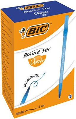 Golyóstoll, 0,32 mm, kupakos, BIC "Round Stic Classic", kék, (60 db)
