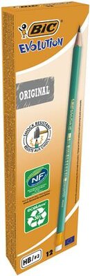 Grafitceruza radírral, HB, hatszögletű, BIC "Evolution Original", (12 db)
