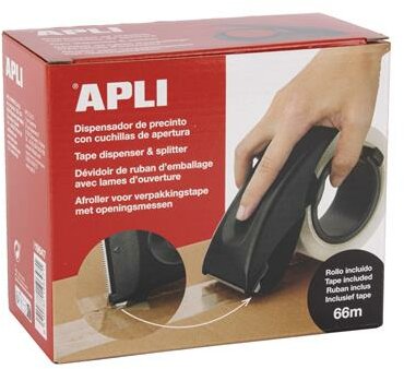 Csomagolószalag adagoló, beépített pengével, csomagolószalaggal, APLI, fekete