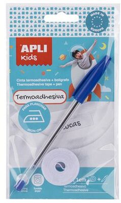 Textilszalag, vasalható, 200x10 mm, tollal, APLI Kids, fehér, (2 méter)