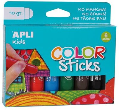 Tempera kréta készlet, APLI Kids "Color Sticks", 6 különböző szín, (6 db)