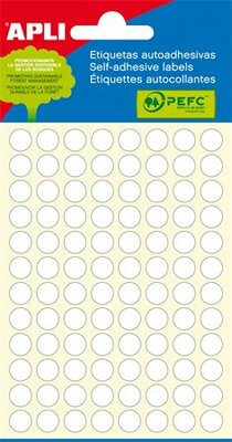 Etikett, 8 mm kör, kézzel írható, fehér, APLI, 480 etikett/csomag, (5 lap)