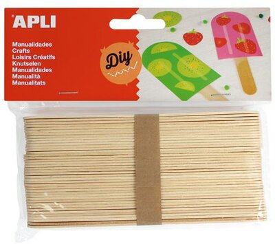 Pálcika, fa, jumbo, APLI "Creative", natúr, (40 db)