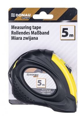 Mérőszalag, 5 m x 19 mm, DONAU "Safety", fekete-sárga