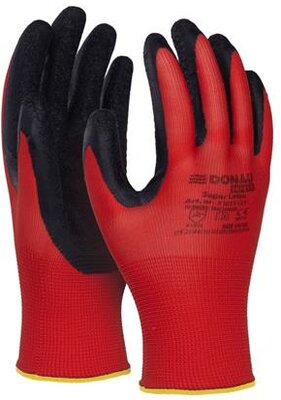 Védőkesztyű, latex, DONAU "Safety", 8/M méret, piros, (12 pár)