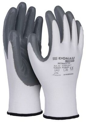 Szerelőkesztyű, nitril, DONAU "Safety 01", 10/XL méret, szürke, (12 pár)