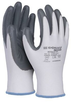 Szerelőkesztyű, nitril, DONAU "Safety 01", 9/L méret, szürke, (12 pár)