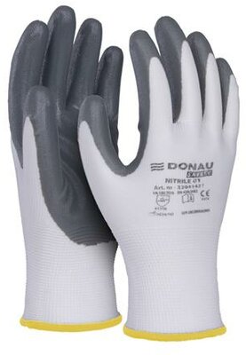 Szerelőkesztyű, nitril, DONAU "Safety 01", 8/M méret, szürke, (12 pár)